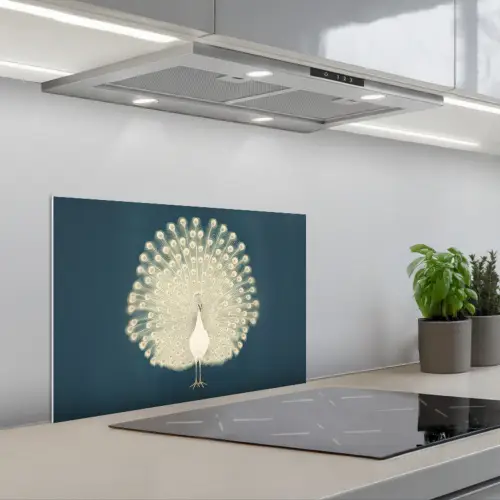 Vogel - Blauw - Vintage keuken achterwand spatscherm klein -3d_schuin