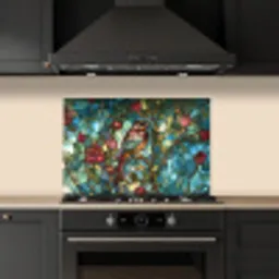 Vogel - Tak - Rozen - Mozaïek keuken achterwand spatscherm klein -sfeer1