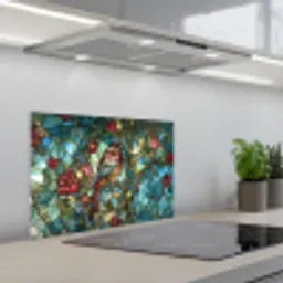 Vogel - Tak - Rozen - Mozaïek keuken achterwand spatscherm klein -3d_schuin