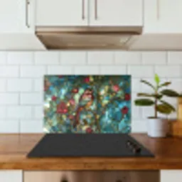 Vogel - Tak - Rozen - Mozaïek keuken achterwand spatscherm klein -sfeer2