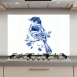 Vogel - Delfts blauw - Illustratie - Bloemen keuken achterwand spatscherm klein -3d_website