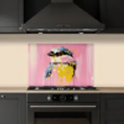 Vogel - Roze - Geel - Blauw keuken achterwand spatscherm klein -sfeer1