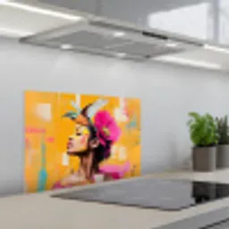 Vogel - Vrouw - Abstract - Bloem keuken achterwand spatscherm klein -3d_schuin
