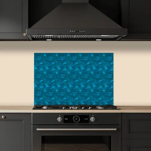 Vogels - Blauw - Levendig keuken achterwand spatscherm klein 900 -sfeer1