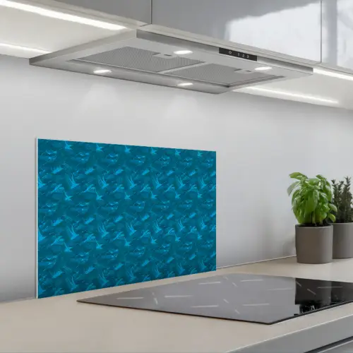Vogels - Blauw - Levendig keuken achterwand spatscherm klein 900 -3d_schuin