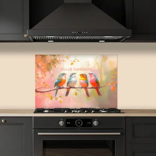 Vogels - Tak - Quote - Roze keuken achterwand spatscherm klein -sfeer1