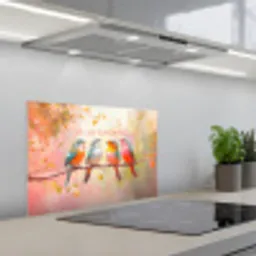 Vogels - Tak - Quote - Roze keuken achterwand spatscherm klein -3d_schuin
