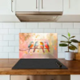 Vogels - Tak - Quote - Roze keuken achterwand spatscherm klein -sfeer2