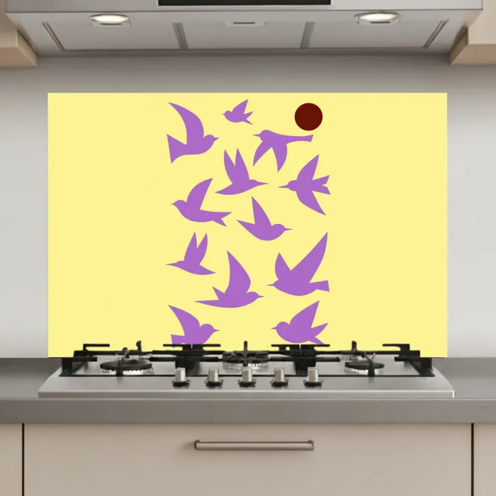 Vogels - Cirkel - Geel - Beweging keuken achterwand spatscherm klein -3d_website
