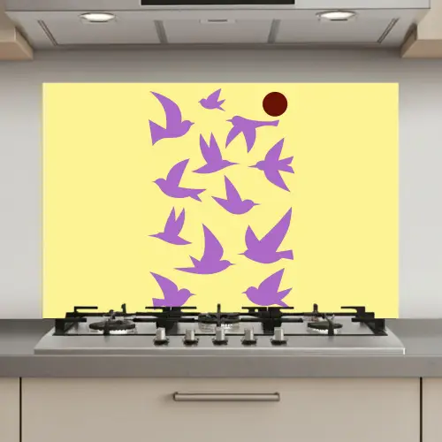 Vogels - Cirkel - Geel - Beweging keuken achterwand spatscherm klein -3d_website