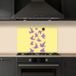 Vogels - Cirkel - Geel - Beweging keuken achterwand spatscherm klein -sfeer1