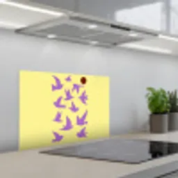 Vogels - Cirkel - Geel - Beweging keuken achterwand spatscherm klein -3d_schuin