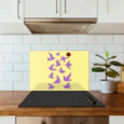 Vogels - Cirkel - Geel - Beweging keuken achterwand spatscherm klein -sfeer2