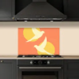 Vogels - Cirkels - Geel keuken achterwand spatscherm klein -sfeer1
