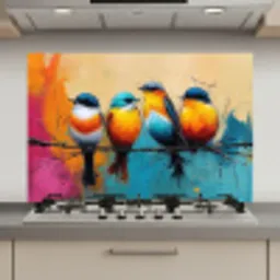 Vogels - Kleurrijk - Tak - Abstract keuken achterwand spatscherm klein -3d_website