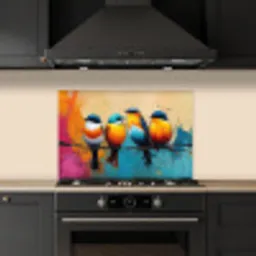 Vogels - Kleurrijk - Tak - Abstract keuken achterwand spatscherm klein -sfeer1