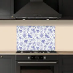 Birds - Flowers - Blue keuken achterwand spatscherm klein 900 -sfeer1