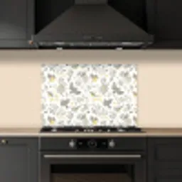 Birds - Flowers - Gray - Yellow keuken achterwand spatscherm klein 900 -sfeer1