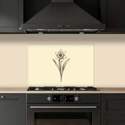 Zwart - Narcis - Illustratie keuken achterwand spatscherm klein -sfeer1