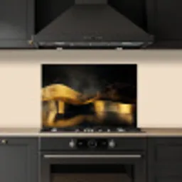 Zwart - Goud - Golven - Schaduw keuken achterwand spatscherm klein -sfeer1