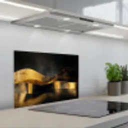 Zwart - Goud - Golven - Schaduw keuken achterwand spatscherm klein -3d_schuin
