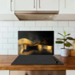 Zwart - Goud - Golven - Schaduw keuken achterwand spatscherm klein -sfeer2