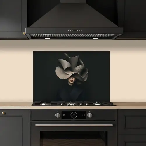 Zwarte - Hoed - Vrouw keuken achterwand spatscherm klein -sfeer1