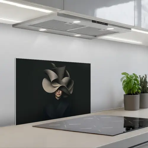 Zwarte - Hoed - Vrouw keuken achterwand spatscherm klein -3d_schuin