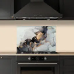 Zwart - Marmer - Luxe - Goud keuken achterwand spatscherm klein -sfeer1