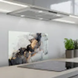Zwart - Marmer - Luxe - Goud keuken achterwand spatscherm klein -3d_schuin