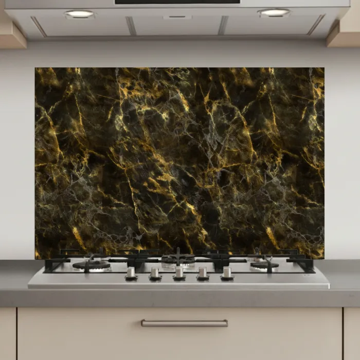 Zwart - Marmer - Goud keuken achterwand spatscherm klein 900 -3d_website