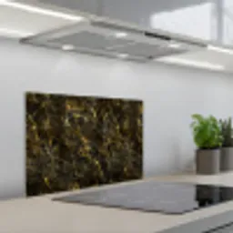 Zwart - Marmer - Goud keuken achterwand spatscherm klein 900 -3d_schuin