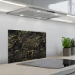 Zwart - Marmer - Goud - Nerf keuken achterwand spatscherm klein 900 -3d_schuin