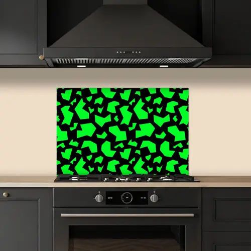 Zwart - Neon - Groen - Patroon keuken achterwand spatscherm klein 900 -sfeer1