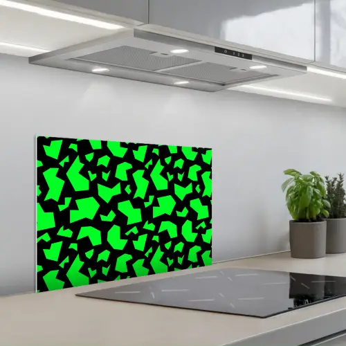 Zwart - Neon - Groen - Patroon keuken achterwand spatscherm klein 900 -3d_schuin