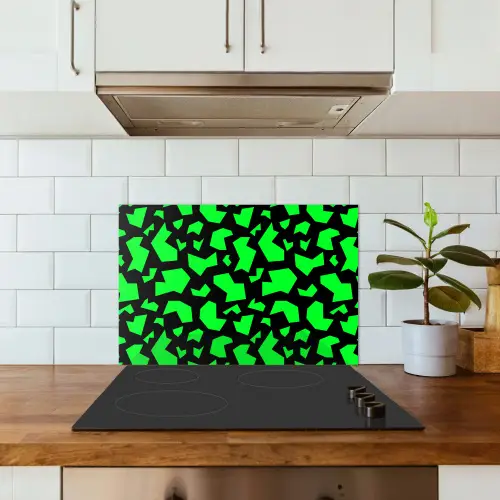 Zwart - Neon - Groen - Patroon keuken achterwand spatscherm klein 900 -sfeer2