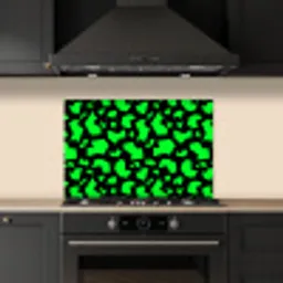 Zwart - Neon - Groen - Patroon keuken achterwand spatscherm klein 900 -sfeer1