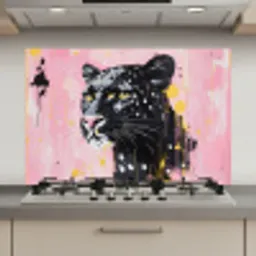 Zwart - Panter - Roze - Abstract keuken achterwand spatscherm klein -3d_website