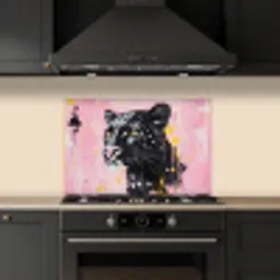 Zwart - Panter - Roze - Abstract keuken achterwand spatscherm klein -sfeer1