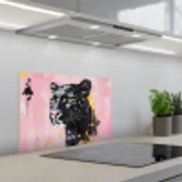Zwart - Panter - Roze - Abstract keuken achterwand spatscherm klein -3d_schuin