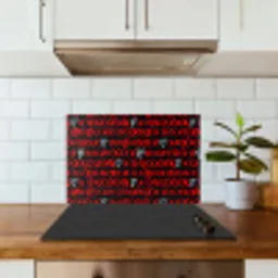Zwart - Rood - Contrast - Liefde keuken achterwand spatscherm klein 900 -sfeer2