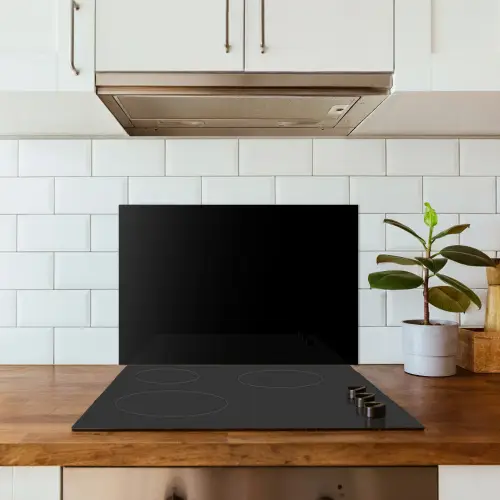 Zwart - Effen kleur keuken achterwand spatscherm klein 900 -sfeer2