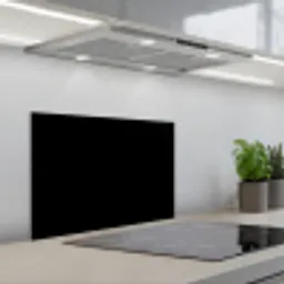 Zwart - Effen kleur keuken achterwand spatscherm klein 900 -3d_schuin