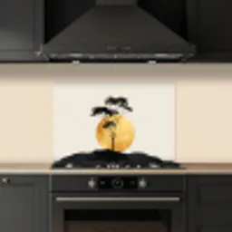 Zwarte boom - Gouden cirkel - Heuvel keuken achterwand spatscherm klein -sfeer1