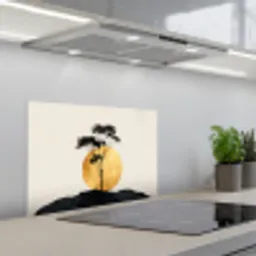 Zwarte boom - Gouden cirkel - Heuvel keuken achterwand spatscherm klein -3d_schuin