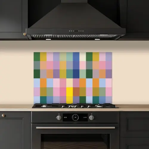 Blokken - Vierkant - Patroon - Gekleurd keuken achterwand spatscherm klein -sfeer1