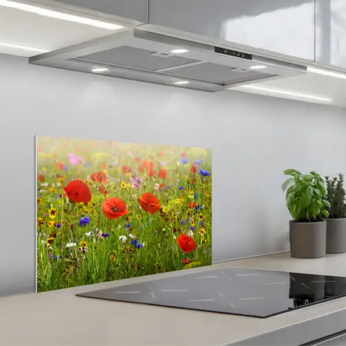 Bloeiend Veld in Zomergloed keuken achterwand spatscherm klein -3d_schuin