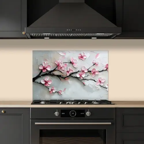 Bloesem - Kunstzinnig - Roze - Sakura keuken achterwand spatscherm klein -sfeer1