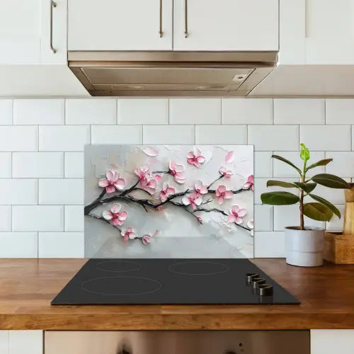 Bloesem - Kunstzinnig - Roze - Sakura keuken achterwand spatscherm klein -sfeer2