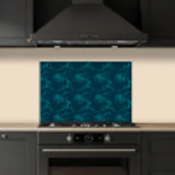 Bloesem - Blauw - Turquoise keuken achterwand spatscherm klein 900 -sfeer1